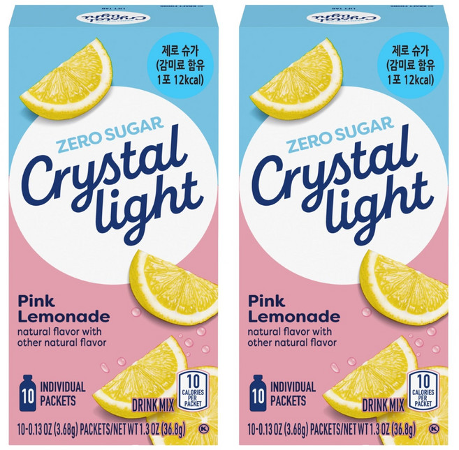 Crystal Light 粉紅檸檬飲沖泡包, 3.68g, 10條, 2盒