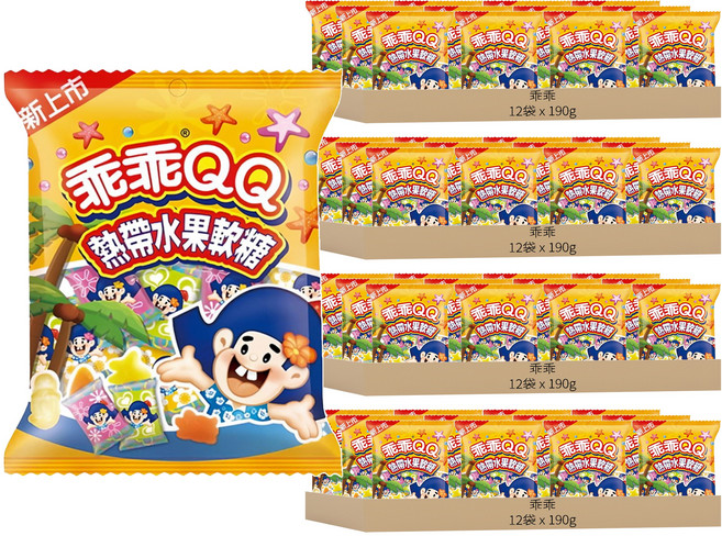 乖乖 QQ水果軟糖經濟包 熱帶水果口味, 190g, 48袋