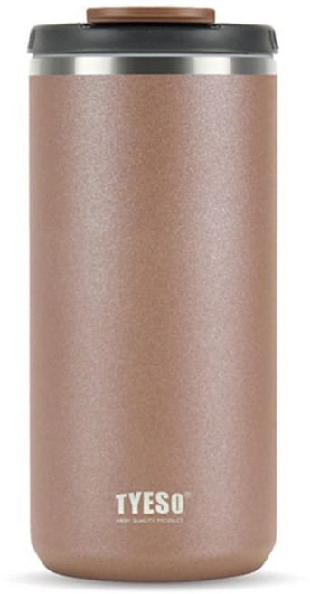 TYESO 泰碩 304不鏽鋼便攜翻蓋保溫杯, 摩卡棕, 1個, 600ml