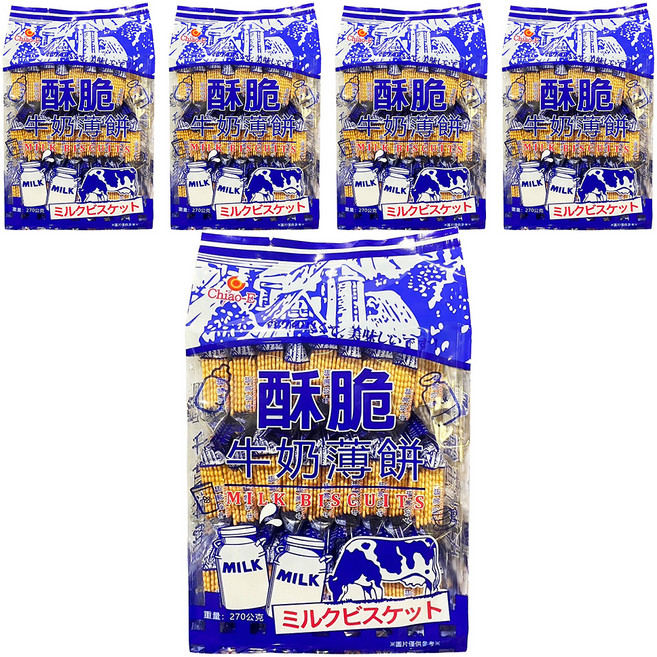 Chiao-E 巧益 酥脆牛奶薄餅, 270g, 5袋