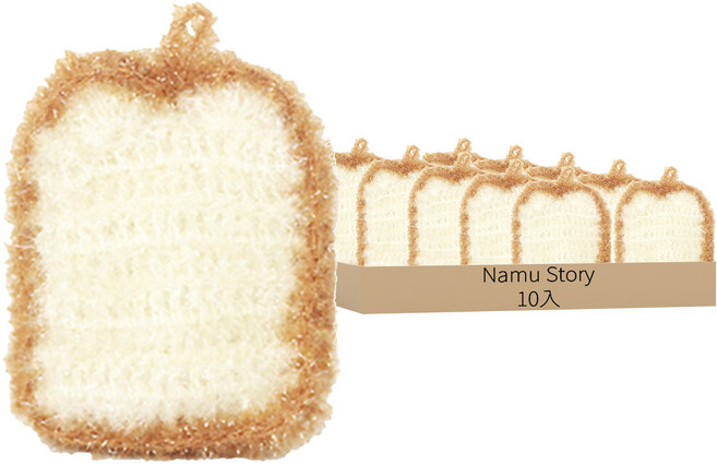 Namu Story 吐司造型壓克力纖維菜瓜布, 10入, 1組