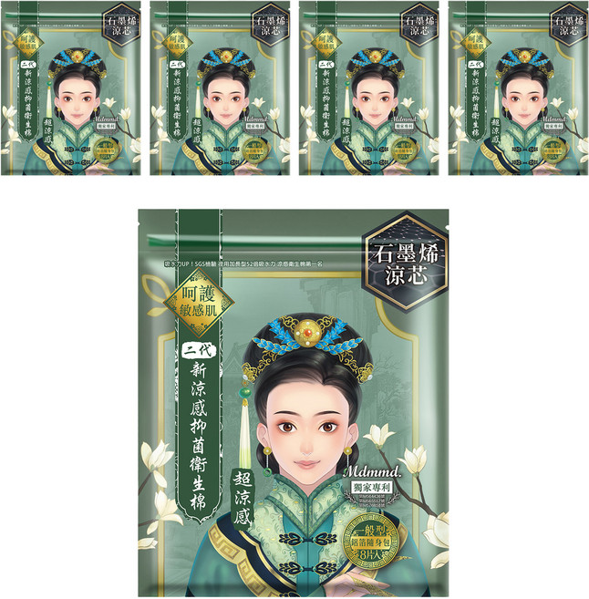 Mdmmd. 明洞國際 後宮二代系列 石墨烯超涼感抑菌衛生棉, 一般型(24.5cm), 8片, 5包