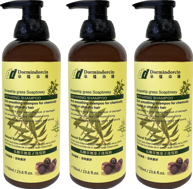 Dormindorcin 朵蔓朵蓮 馬鞭草無患子洗髮精, 700ml, 3瓶
