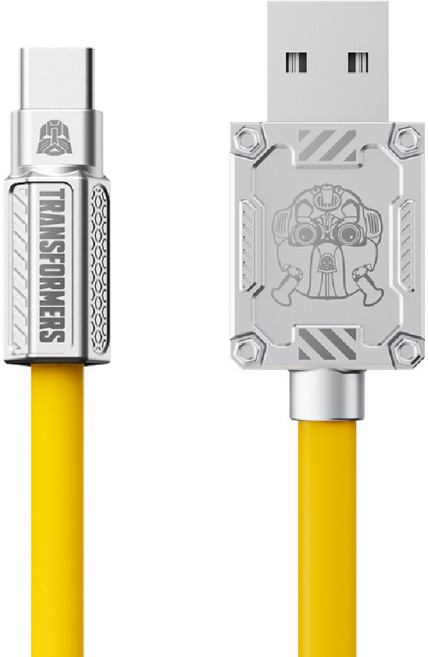 TRANSFORMERS 變形金剛 Type-C轉USB-A 鋅合金快速充電線, 1.5m, 黃色, 1盒