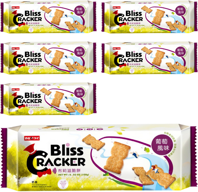 School of Cookie 台灣優格餅乾學院 Bliss布莉滋脆餅 葡萄風味, 6包, 156g