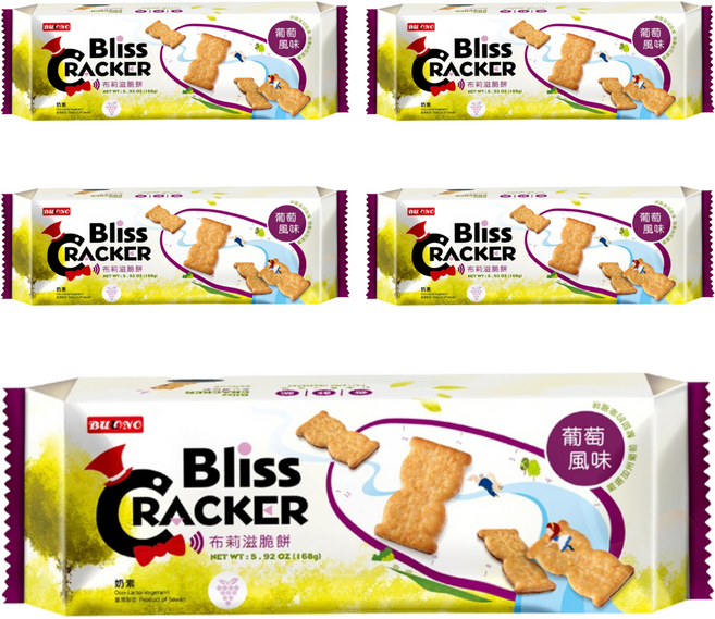 School of Cookie 台灣優格餅乾學院 Bliss布莉滋脆餅 葡萄風味, 5包, 156g