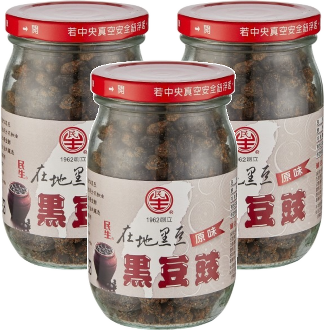 民生 在地黑豆 原味黑豆豉, 240g, 3罐