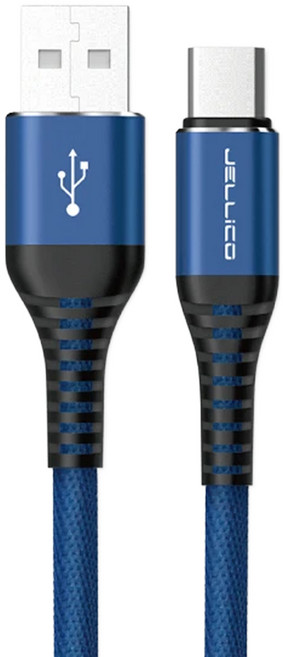JELLiCO 杰力科 飛魚系列 MicroUSB耐拉折充電傳輸線, 1.2m, 黑色 + 藍色, 1個