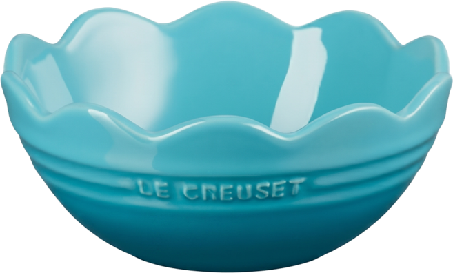 LE CREUSET 蕾絲花型碗, 加勒比海藍, 1個