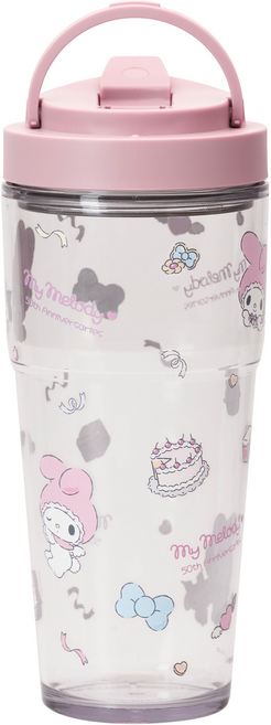 WOKY 沃廚 My Melody Kuromi 周年系列 ECOZEN 渾圓杯 SANRIO聯名款, 1個, 880ml, 美樂蒂粉天使 復刻款