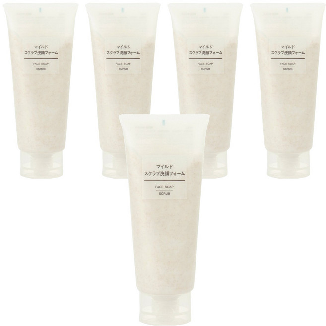 MUJI 無印良品 台灣公司貨 溫和去角質洗面乳, 200g, 5條