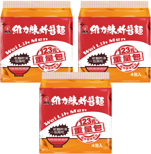 維力 辣炸醬麵重量包 123g, 12包