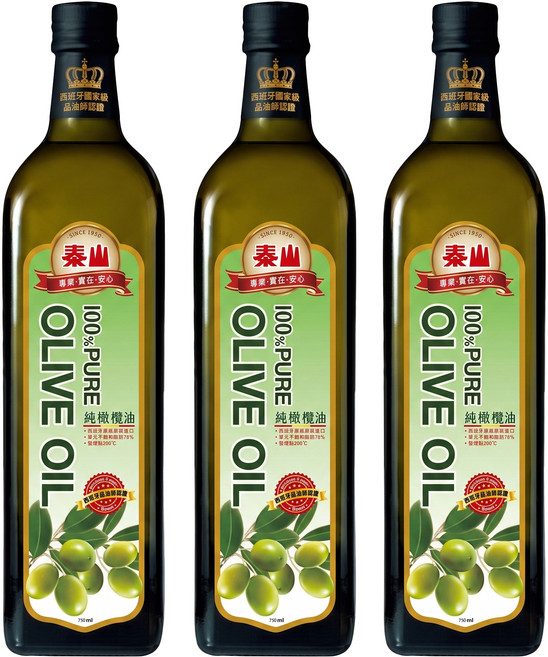 TAISUN 泰山 100%純橄欖油, 750ml, 3瓶