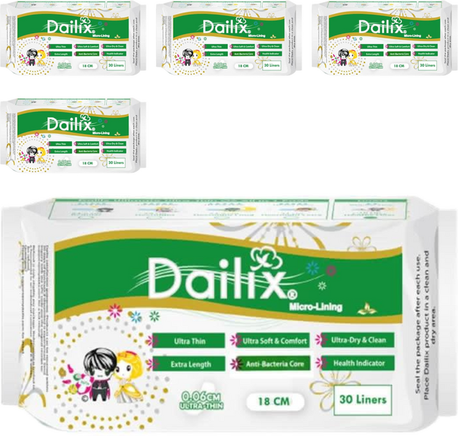 Dailix 每日健康檢查乾爽抑菌護墊, 18cm, 30片, 5包