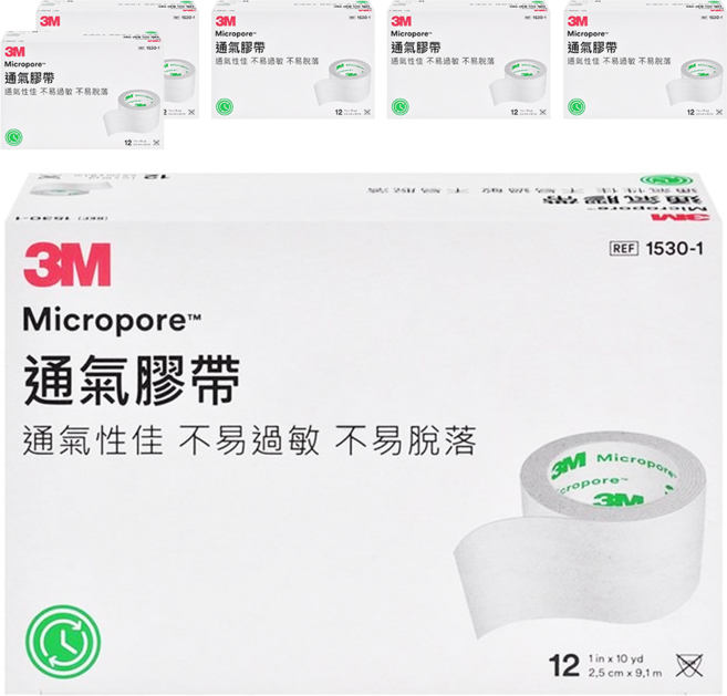 3M Nexcare 透氣膠帶 未滅菌 1530-1 白色, 12捲, 6盒