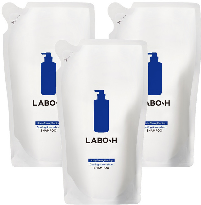 LABO-H 涼爽無油健髮洗髮精補充包, 3個, 400ml