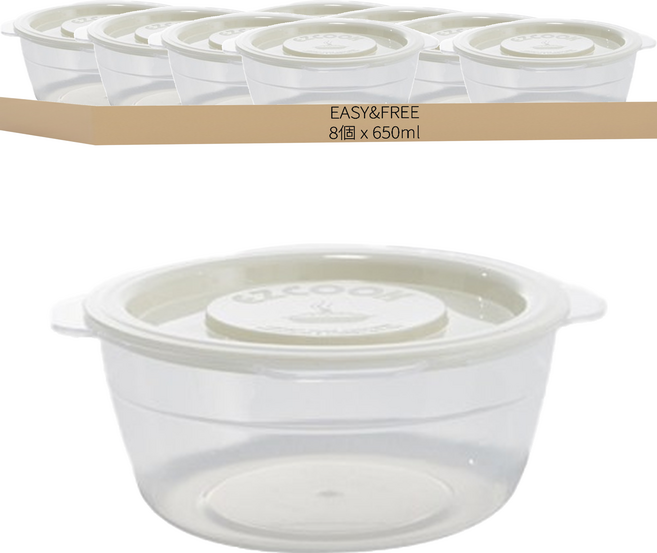 EASY&FREE 可微波圓形保鮮盒組 650ml, 1組, 容器 + 蓋子