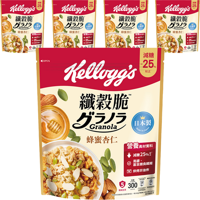 Kellogg's 家樂氏 纖穀脆 蜂蜜杏仁, 5包, 300g