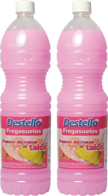 Destello 玫瑰精油嫩嫩粉香綠色環保地板清潔, 1.5L, 2瓶