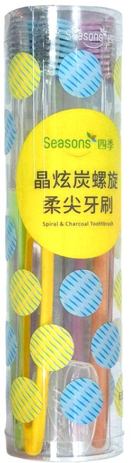 Seasons 四季 超軟毛晶炫炭螺旋柔尖牙刷, 6入, 1組
