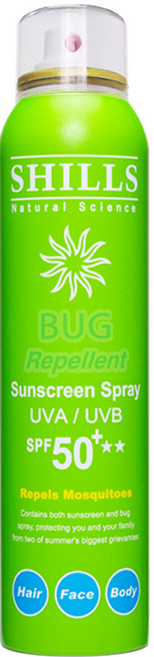 SHILLS 舒兒絲 很耐曬超清爽防副美白防曬冰鎮噴霧 天然植萃草本 SPF50+, 180ml, 1瓶