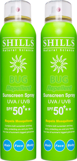 SHILLS 舒兒絲 很耐曬超清爽防副美白防曬冰鎮噴霧 天然植萃草本 SPF50+, 180ml, 2瓶
