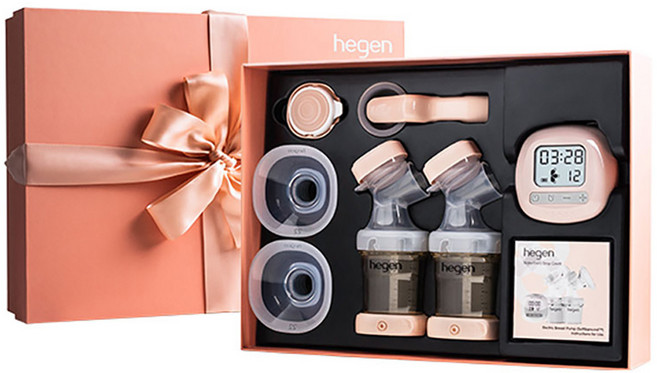 hegen 台灣公司貨 PCTO EBP SoftSqround 舒芙蕾多功能雙邊電動擠乳禮盒, 粉色 + 透明色, 1盒