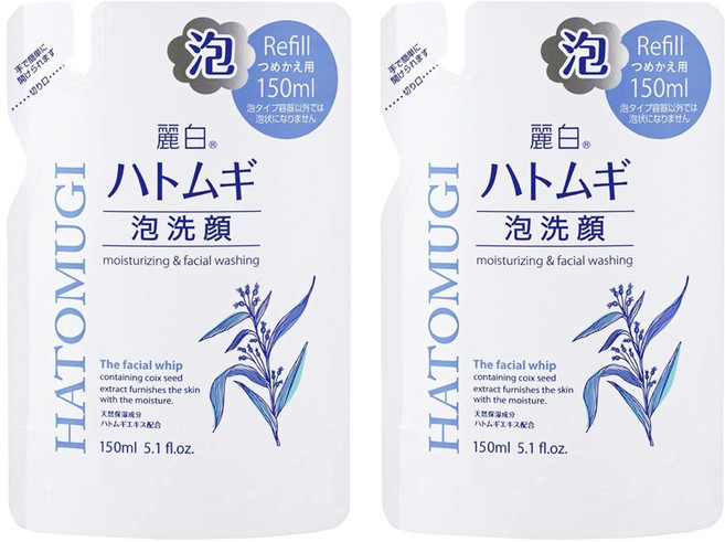 KUMANO 熊野油脂 麗白薏仁泡沫洗面乳 補充包 150ml, 2包