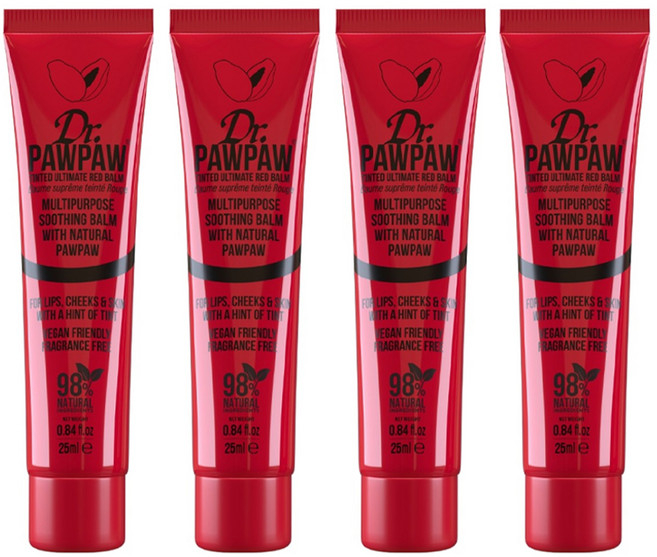 Dr.PAWPAW 台灣公司貨 潤色霜(英國木瓜霜 護唇膏), 熱戀紅, 25ml, 4條