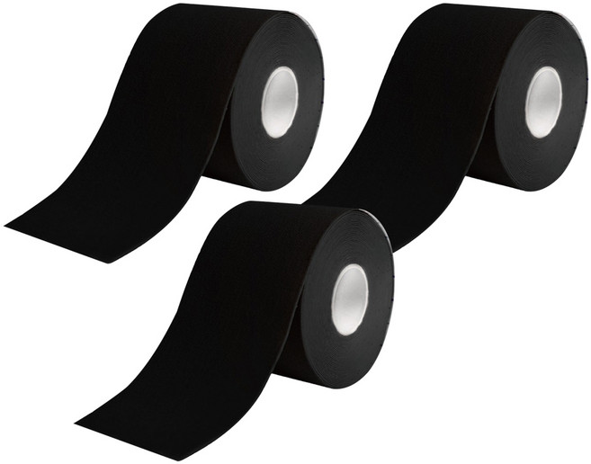 Flowers 花芊 Kinesiology tape 肌肉運動膠帶 黑色, 1入, 3捲