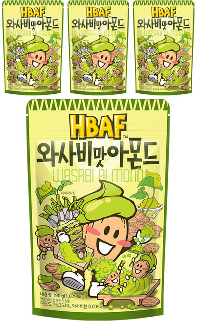 HBAF 杏仁果 芥末味, 190g, 4包