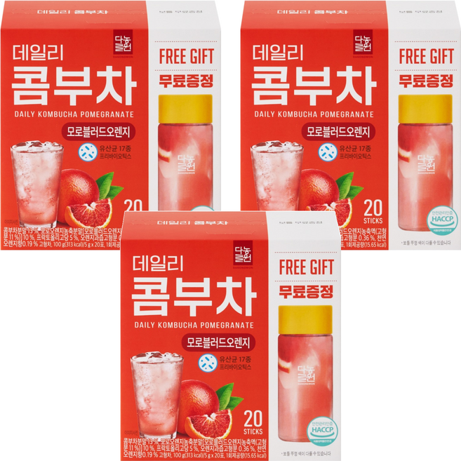 Danongwon 乳酸菌康普茶 + 瓶子 血橙, 20包, 5g, 3盒
