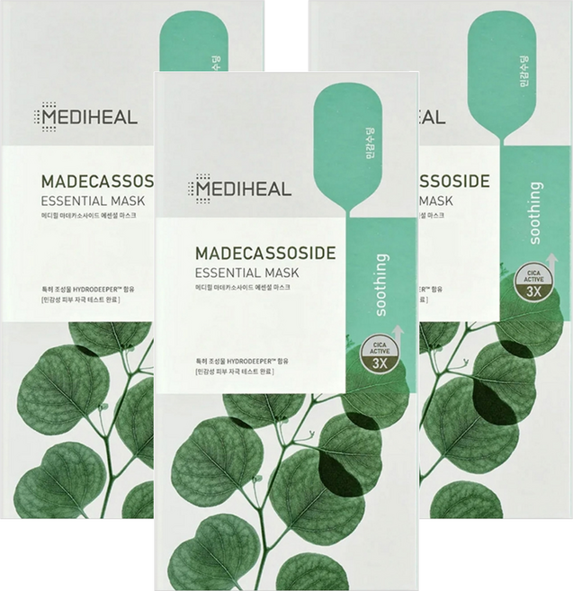 MEDIHEAL 美迪惠爾 官方直營 積雪草舒緩護理導入精華面膜, 10片, 3盒