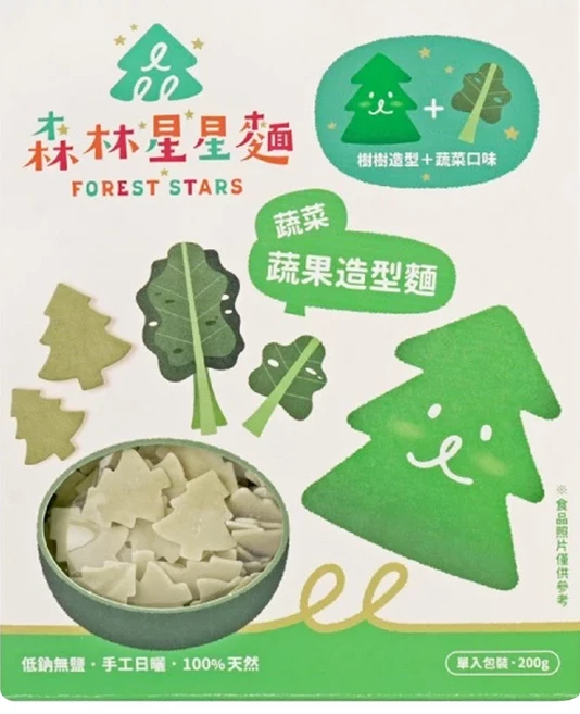 FOREST NOODLES 森林麵食 森林星星麵 新鮮蔬菜, 200g, 1盒