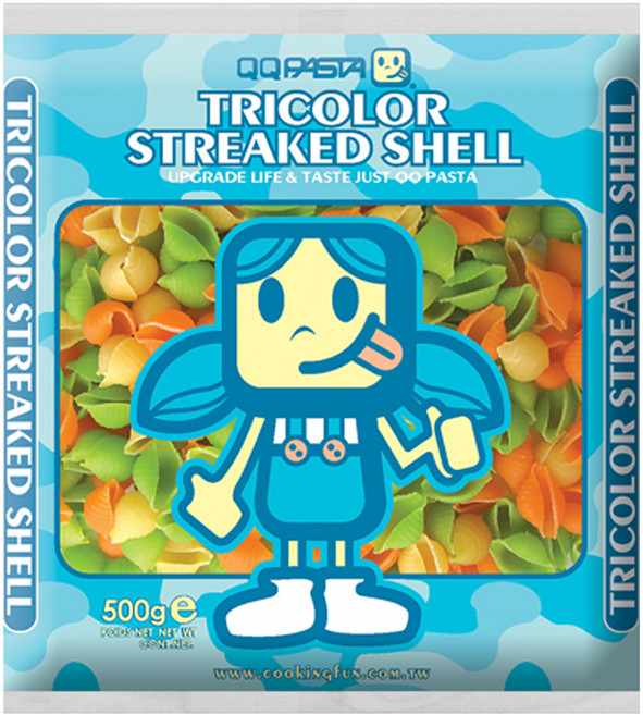 QQ pasta 三色稜紋貝殼麵, 500g, 1包