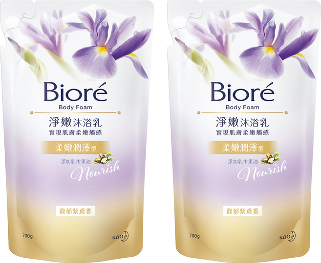 Biore 蜜妮 台灣公司貨 淨嫩沐浴乳 馥郁紫鳶香 柔嫩潤澤型 補充包, 700g, 2包