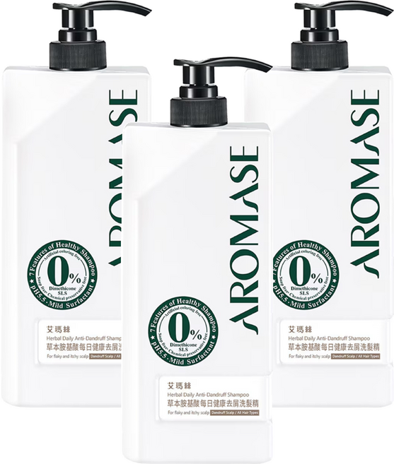 AROMASE 艾瑪絲 草本胺基酸每日健康去屑洗髮精, 1L, 3瓶