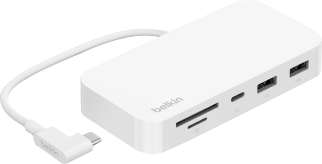 belkin 貝爾金 CONNECT USB-C 6合1多媒體集線器 附支架, 白色, 1個