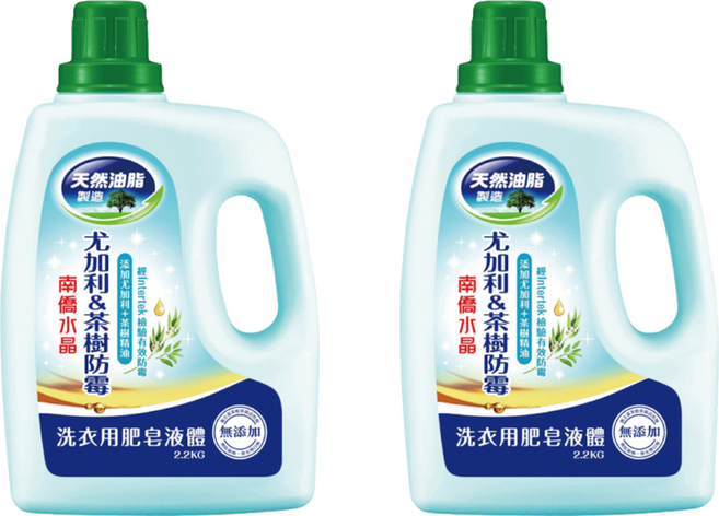 南僑水晶 洗衣用肥皂液體 尤加利&茶樹防霉, 2.2kg, 2桶