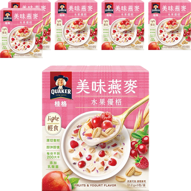 QUAKER 桂格 美味燕麥 水果優格 5包, 256g, 6盒