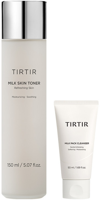 TIRTIR 牛奶肌化妝水 150ml + 牛奶潔面乳 50ml 套組, 1套