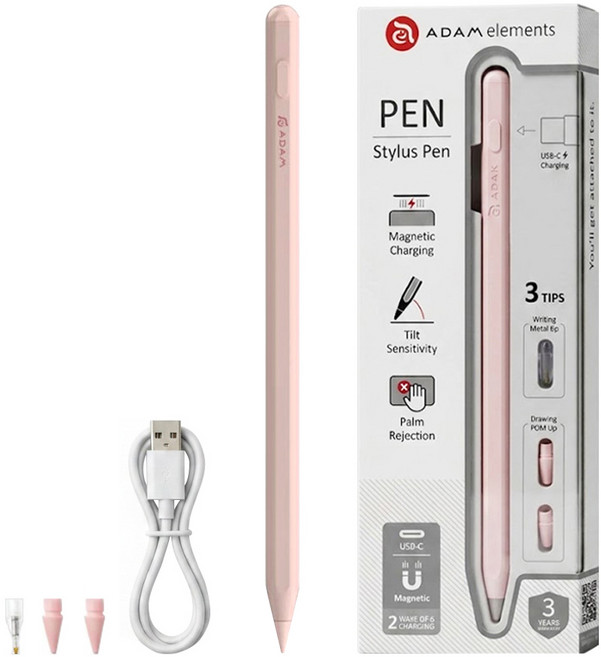 ADAM elements 亞果元素 iPad 觸控筆 書寫 繪圖 主動式 可換筆尖 粉色 PEN 1支