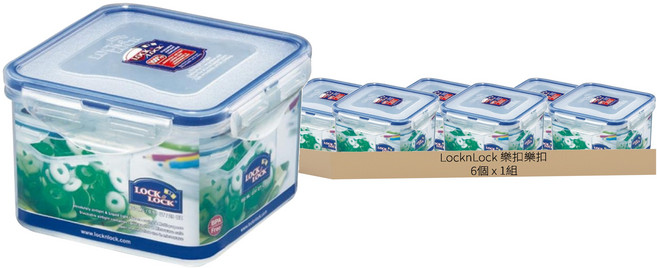 LocknLock 樂扣樂扣 保鮮盒套裝 HPL855S002-CHS, 6組, 容器 + 蓋子