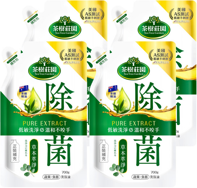 farcent 花仙子 茶樹莊園 超濃縮洗碗精 補充包 茶樹速淨, 700g, 4包
