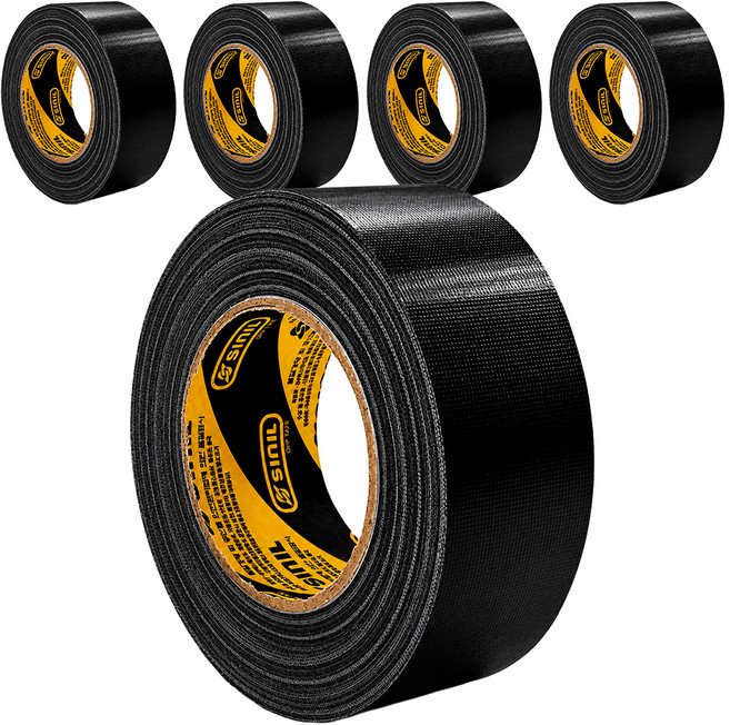 Sinil Tape 超強力棉質膠帶 48mm x 25m, 黑色, 5個