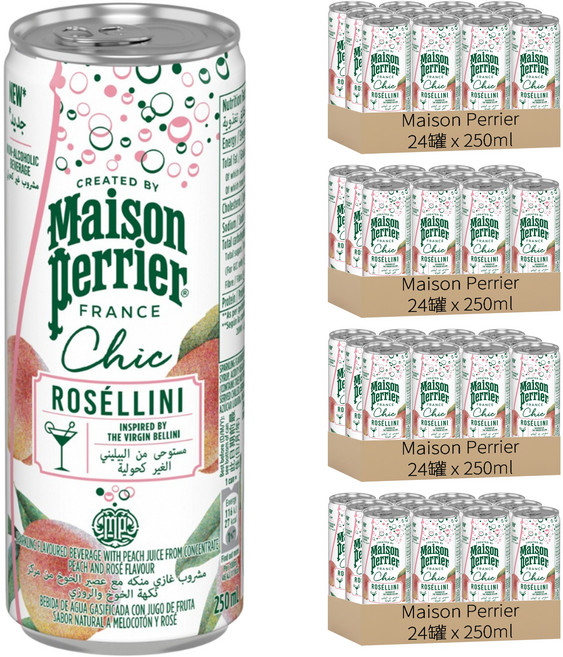 Maison Perrier Chic 氣泡雞尾酒風味飲 蜜桃貝里尼, 250ml, 96罐