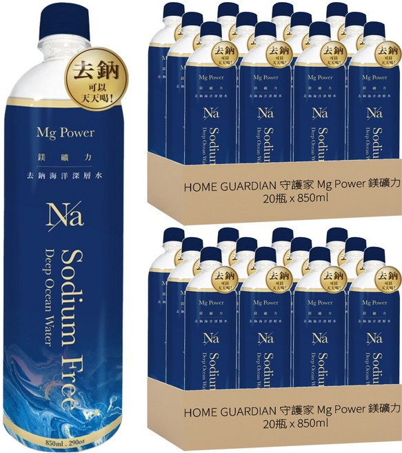 HOME GUARDIAN 守護家 Mg Power 鎂礦力 鎂礦力去鈉海洋深層水, 850ml, 40瓶