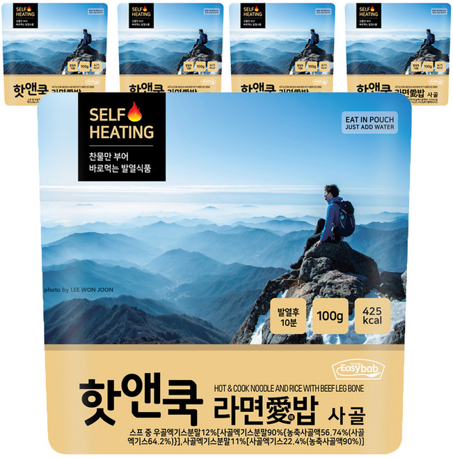 Hot&Cook 泡麵愛飯即食包 牛骨風味, 5個, 100g