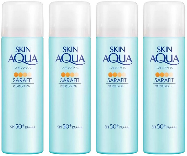 SKIN AQuA 水潤肌 台灣公司貨 瞬間清爽防曬噴霧 SPF50+ PA++++ 無香料, 50g, 4瓶