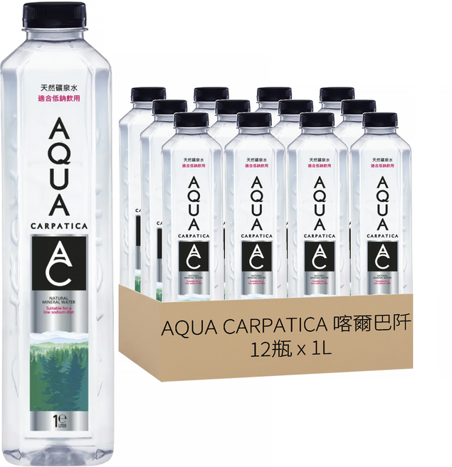 AQUA CARPATICA 喀爾巴阡 天然礦泉水, 1L, 12瓶